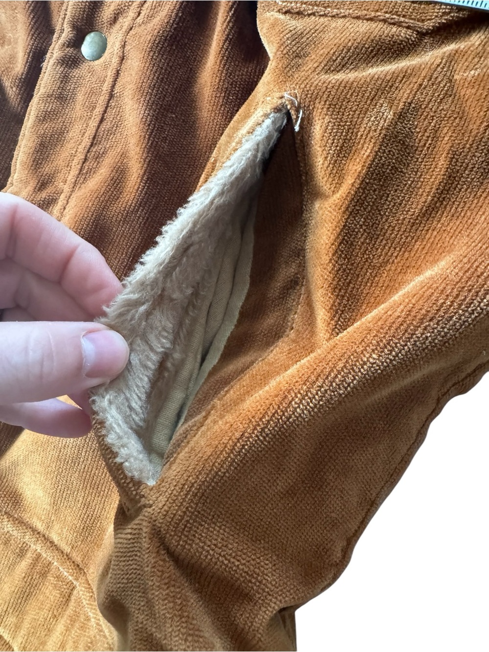 Vintage Brown Corduroy Sherpa Lined Trucker Ranch Jacket Western Coat - Picture 6 of 7